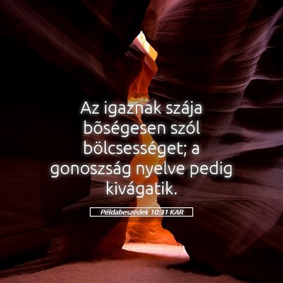 Picture 05 - Példabeszédek 10:31 KAR - Az igaznak szája bõségesen szól - Bible Verse Picture