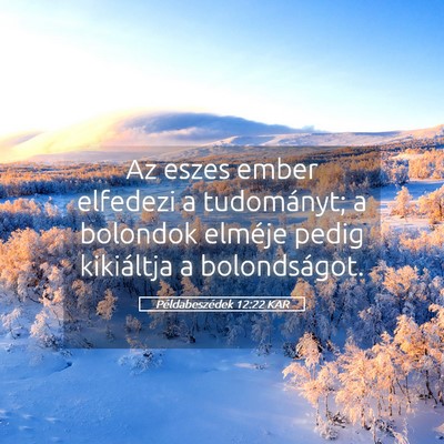 Picture 05 - Példabeszédek 12:22 KAR - Az eszes ember elfedezi a tudományt; a bolondok - Bible Verse Picture