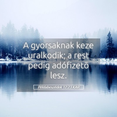 Picture 05 - Példabeszédek 12:23 KAR - A gyorsaknak keze uralkodik; a rest pedig - Bible Verse Picture