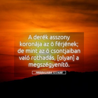 Picture 05 - Példabeszédek 12:3 KAR - A derék asszony koronája az õ férjének; de - Bible Verse Picture