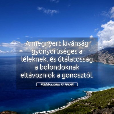 Picture 05 - Példabeszédek 13:19 KAR - A megnyert kivánság gyönyörûséges a - Bible Verse Picture