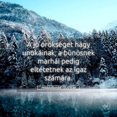 Picture 05 - Példabeszédek 13:22 KAR - A jó örökséget hágy unokáinak; a bûnösnek - Bible Verse Picture