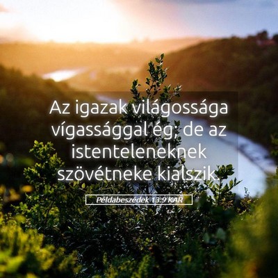 Picture 05 - Példabeszédek 13:9 KAR - Az igazak világossága vígassággal ég; de az - Bible Verse Picture