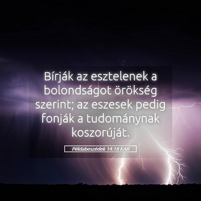 Picture 05 - Példabeszédek 14:18 KAR - Bírják az esztelenek a bolondságot örökség - Bible Verse Picture