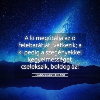 Picture 05 - Példabeszédek 14:21 KAR - A ki megútálja az õ felebarátját, vétkezik; - Bible Verse Picture