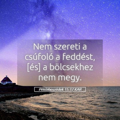 Picture 05 - Példabeszédek 15:12 KAR - Nem szereti a csúfoló a feddést, [és] a - Bible Verse Picture