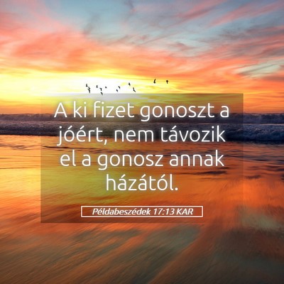 Picture 05 - Példabeszédek 17:13 KAR - A ki fizet gonoszt a jóért, nem távozik el a - Bible Verse Picture