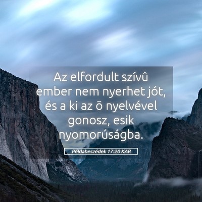 Picture 05 - Példabeszédek 17:20 KAR - Az elfordult szívû ember nem nyerhet jót, és - Bible Verse Picture