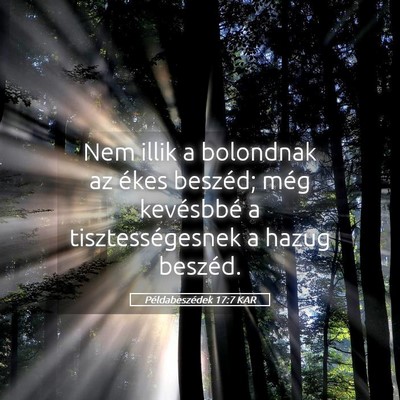 Picture 05 - Példabeszédek 17:7 KAR - Nem illik a bolondnak az ékes beszéd; még - Bible Verse Picture