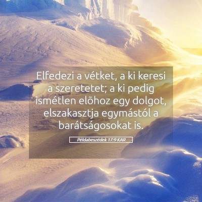 Picture 05 - Példabeszédek 17:9 KAR - Elfedezi a vétket, a ki keresi a szeretetet; a - Bible Verse Picture