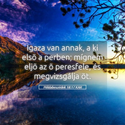 Picture 05 - Példabeszédek 18:17 KAR - Igaza van annak, a ki elsõ a perben; mígnem - Bible Verse Picture