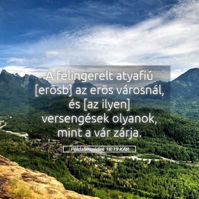 Picture 05 - Példabeszédek 18:19 KAR - A felingerelt atyafiú [erõsb] az erõs - Bible Verse Picture