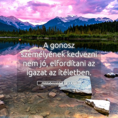 Picture 05 - Példabeszédek 18:5 KAR - A gonosz személyének kedvezni nem jó, - Bible Verse Picture