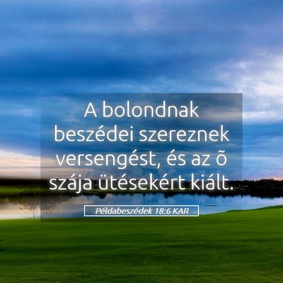 Picture 05 - Példabeszédek 18:6 KAR - A bolondnak beszédei szereznek versengést, és - Bible Verse Picture
