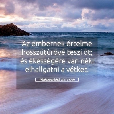 Picture 05 - Példabeszédek 19:11 KAR - Az embernek értelme hosszútûrõvé teszi õt; - Bible Verse Picture
