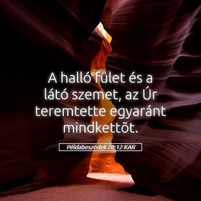 Picture 05 - Példabeszédek 20:12 KAR - A halló fület és a látó szemet, az Úr - Bible Verse Picture