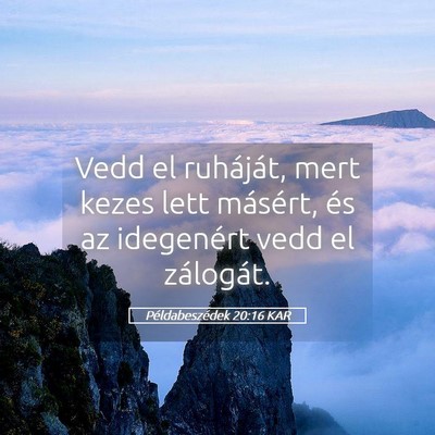 Picture 05 - Példabeszédek 20:16 KAR - Vedd el ruháját, mert kezes lett másért, és - Bible Verse Picture