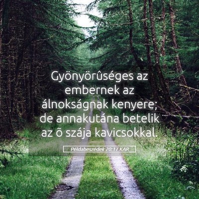 Picture 05 - Példabeszédek 20:17 KAR - Gyönyörûséges az embernek az álnokságnak - Bible Verse Picture