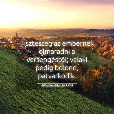 Picture 05 - Példabeszédek 20:3 KAR - Tisztesség az embernek elmaradni a - Bible Verse Picture
