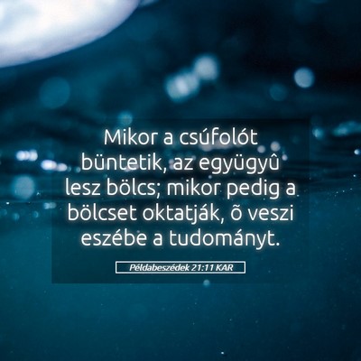 Picture 05 - Példabeszédek 21:11 KAR - Mikor a csúfolót büntetik, az együgyû lesz - Bible Verse Picture