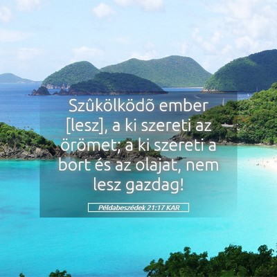 Picture 05 - Példabeszédek 21:17 KAR - Szûkölködõ ember [lesz], a ki szereti az - Bible Verse Picture