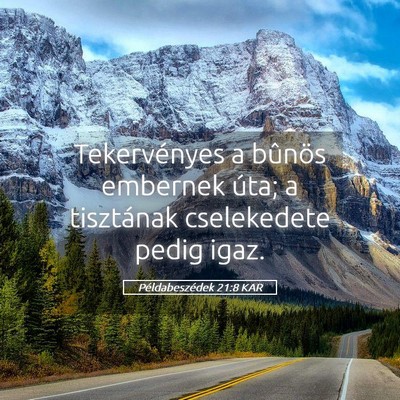 Picture 05 - Példabeszédek 21:8 KAR - Tekervényes a bûnös embernek úta; a - Bible Verse Picture