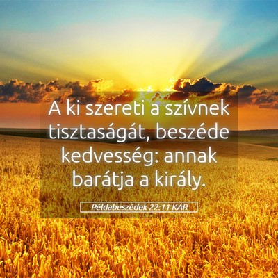 Picture 05 - Példabeszédek 22:11 KAR - A ki szereti a szívnek tisztaságát, beszéde - Bible Verse Picture