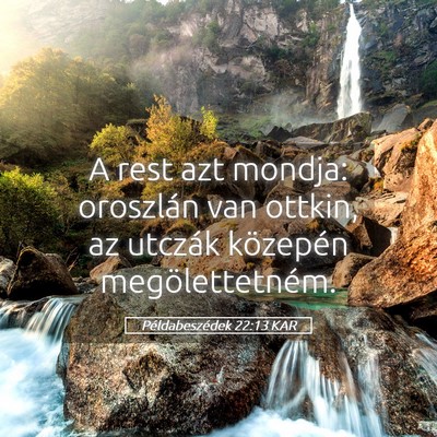 Picture 05 - Példabeszédek 22:13 KAR - A rest azt mondja: oroszlán van ottkin, az - Bible Verse Picture