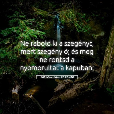 Picture 05 - Példabeszédek 22:22 KAR - Ne rabold ki a szegényt, mert szegény õ; és - Bible Verse Picture