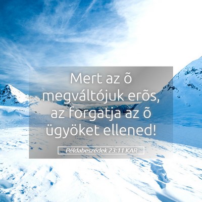 Picture 05 - Példabeszédek 23:11 KAR - Mert az õ megváltójuk erõs, az forgatja az õ - Bible Verse Picture