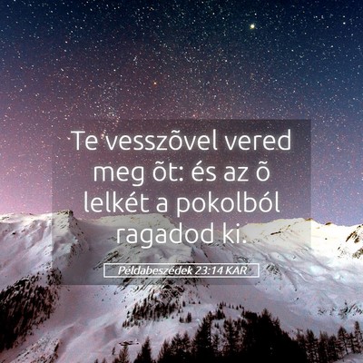 Picture 05 - Példabeszédek 23:14 KAR - Te vesszõvel vered meg õt: és az õ lelkét a - Bible Verse Picture