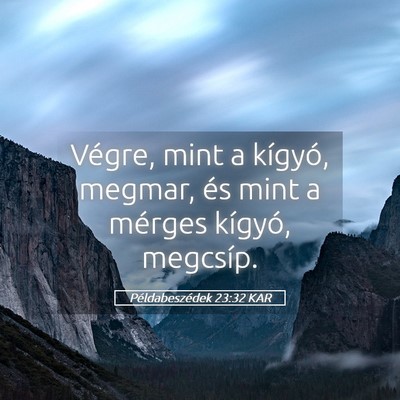 Picture 05 - Példabeszédek 23:32 KAR - Végre, mint a kígyó, megmar, és mint a - Bible Verse Picture