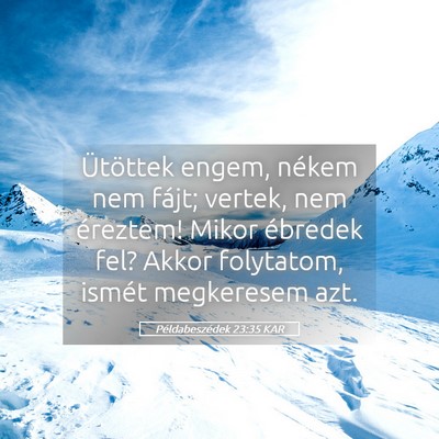 Picture 05 - Példabeszédek 23:35 KAR - Ütöttek engem, nékem nem fájt; vertek, nem - Bible Verse Picture
