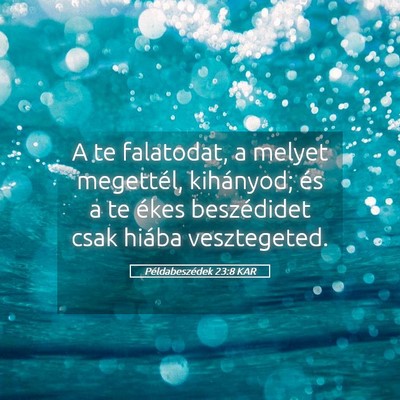 Picture 05 - Példabeszédek 23:8 KAR - A te falatodat, a melyet megettél, kihányod; - Bible Verse Picture