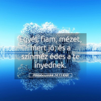 Picture 05 - Példabeszédek 24:13 KAR - Egyél, fiam, mézet, mert jó; és a színméz - Bible Verse Picture