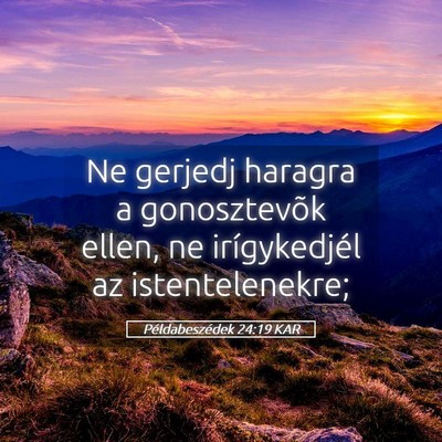 Picture 05 - Példabeszédek 24:19 KAR - Ne gerjedj haragra a gonosztevõk ellen, ne - Bible Verse Picture