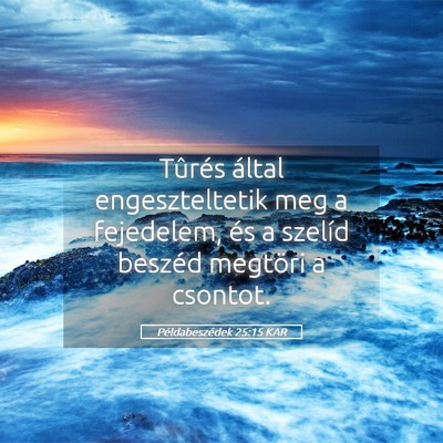 Picture 05 - Példabeszédek 25:15 KAR - Tûrés által engeszteltetik meg a fejedelem, - Bible Verse Picture
