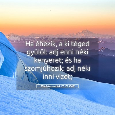 Picture 05 - Példabeszédek 25:21 KAR - Ha éhezik, a ki téged gyûlöl: adj enni néki - Bible Verse Picture