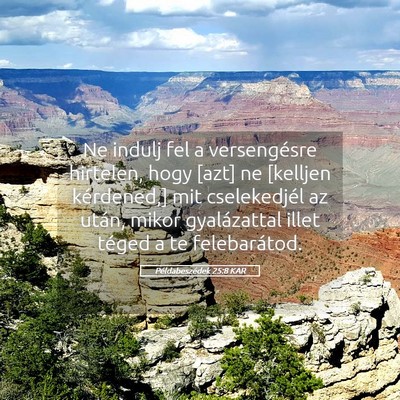 Picture 05 - Példabeszédek 25:8 KAR - Ne indulj fel a versengésre hirtelen, hogy [azt] - Bible Verse Picture