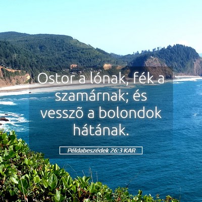 Picture 05 - Példabeszédek 26:3 KAR - Ostor a lónak, fék a szamárnak; és vesszõ a - Bible Verse Picture
