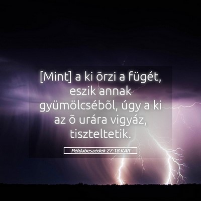 Picture 05 - Példabeszédek 27:18 KAR - [Mint] a ki õrzi a fügét, eszik annak - Bible Verse Picture