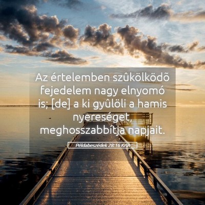 Picture 05 - Példabeszédek 28:16 KAR - Az értelemben szûkölködõ fejedelem nagy - Bible Verse Picture