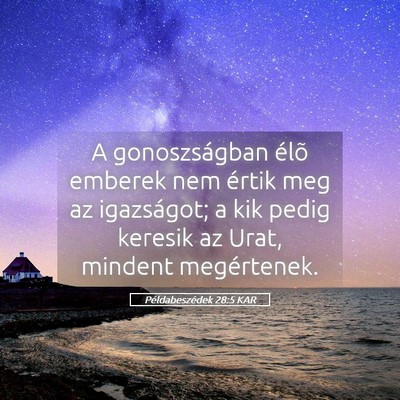 Picture 05 - Példabeszédek 28:5 KAR - A gonoszságban élõ emberek nem értik meg az - Bible Verse Picture