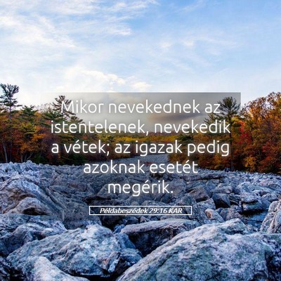 Picture 05 - Példabeszédek 29:16 KAR - Mikor nevekednek az istentelenek, nevekedik a - Bible Verse Picture