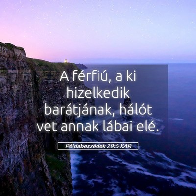 Picture 05 - Példabeszédek 29:5 KAR - A férfiú, a ki hizelkedik barátjának, hálót - Bible Verse Picture