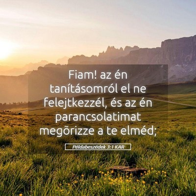 Picture 05 - Példabeszédek 3:1 KAR - Fiam! az én tanításomról el ne felejtkezzél, - Bible Verse Picture