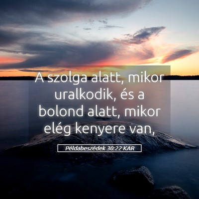 Picture 05 - Példabeszédek 30:22 KAR - A szolga alatt, mikor uralkodik, és a bolond - Bible Verse Picture