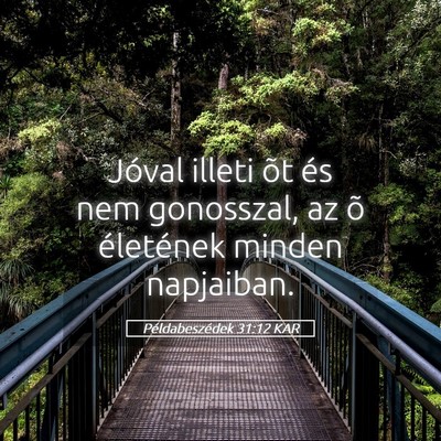 Picture 05 - Példabeszédek 31:12 KAR - Jóval illeti õt és nem gonosszal, az õ - Bible Verse Picture