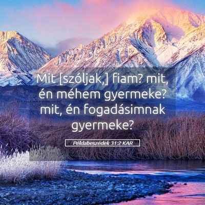Picture 05 - Példabeszédek 31:2 KAR - Mit [szóljak,] fiam? mit, én méhem gyermeke? - Bible Verse Picture