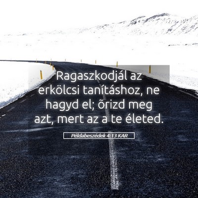 Picture 05 - Példabeszédek 4:13 KAR - Ragaszkodjál az erkölcsi tanításhoz, ne hagyd - Bible Verse Picture